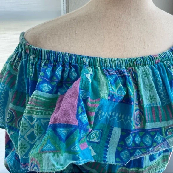 Vintage Two Piece Maxi Skirt Set with Top ResortWear Beach Dress Size Small v - Picture 9 of 12